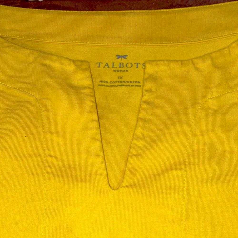 Talbots Chartreuse Split Neck W/ Ruffled Sleeve - image 4